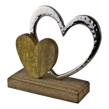 Ornement Petit Coeur Double Sur Socle En Bois 2