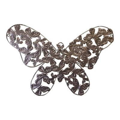 Decoración de pared con diseño de mariposa de metal plateado pequeño