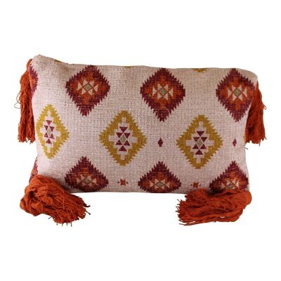 Coussin décoratif à pampilles Kasbah, motif losanges