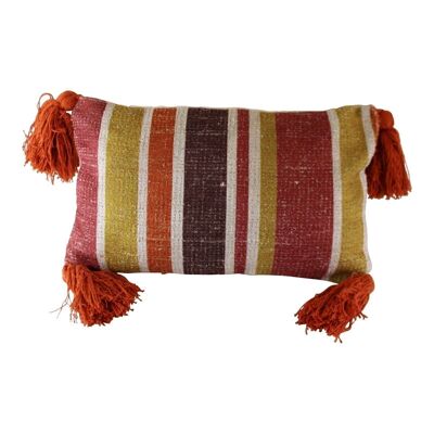 Coussin décoratif à pampilles Kasbah, motif rayé