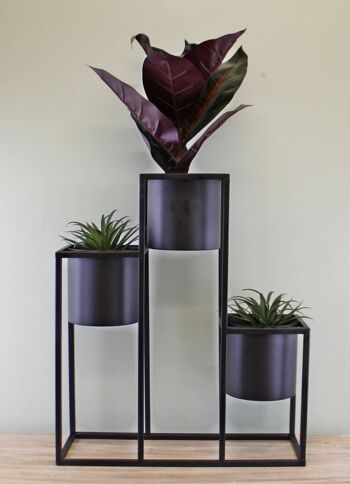 Jardinière triple en métal noir, 43 x 50 cm 4