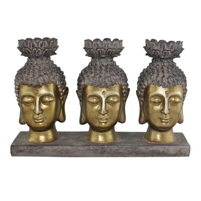 Bougeoir triple, motif bouddha