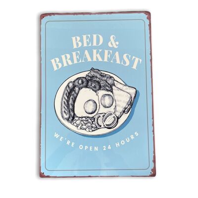 Vintage Metallschild - Bed And Breakfast Schild