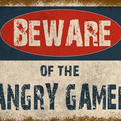 Vintage Metallschild - Beware Of The Angry Gamer