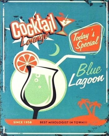 Enseigne en Métal Vintage - Blue Lagoon Cocktail Lounge 1