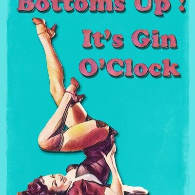 Plaque en métal vintage - Bottoms Up It's Gin O'Clock