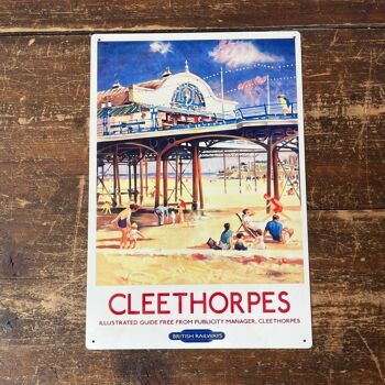 Panneau en métal vintage - Publicité rétro des chemins de fer britanniques, Cleethorpes 2