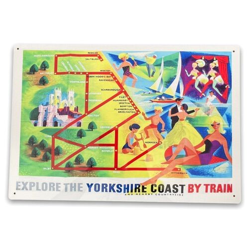 Vintage Metal Sign - British Railways Retro Advertising, Explore The Yorkshire Coast