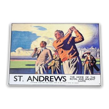 Panneau métallique vintage - Publicité rétro des chemins de fer britanniques, St Andrews, Écosse 1