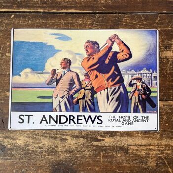 Panneau métallique vintage - Publicité rétro des chemins de fer britanniques, St Andrews, Écosse 2