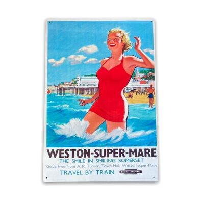 Vintage Metallschild - British Railways Retro Werbung, Weston-Super-Mare, Somerset