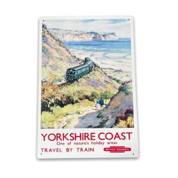 Panneau en métal vintage - Publicité rétro des chemins de fer britanniques, Yorkshire Coast 1