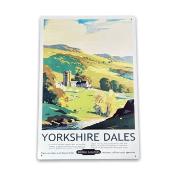 Panneau en métal vintage - Publicité rétro des chemins de fer britanniques, Yorkshire Dales 1
