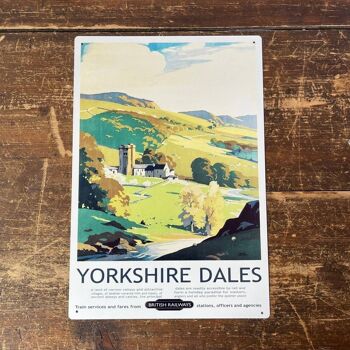 Panneau en métal vintage - Publicité rétro des chemins de fer britanniques, Yorkshire Dales 2