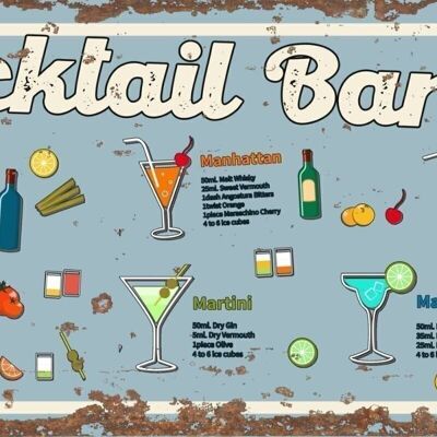 Enseigne en Métal Vintage - Bar à Cocktails