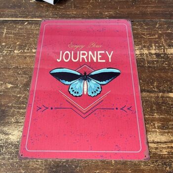 Plaque en métal vintage - Enjoy Your Journey Butterfly Design 2