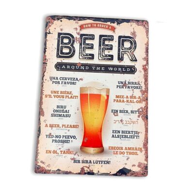 Vintage Metal Sign - How To Order A Beer Around The World