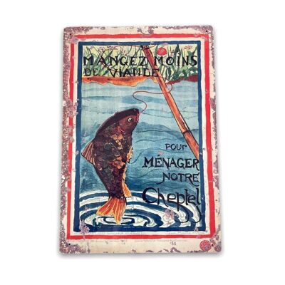 Cartel de metal vintage - Antiguo cartel de pesca