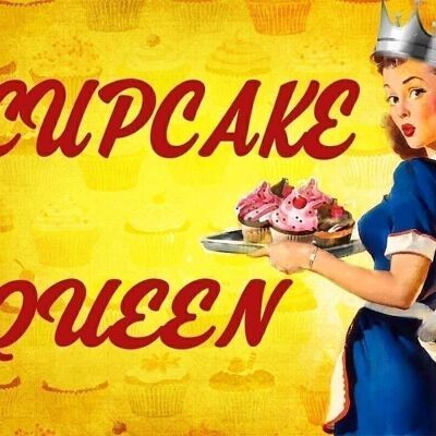 Vintage Metal Sign - Pin Up Girl, Cupcake Queen