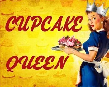 Plaque en Métal Vintage - Pin Up Girl, Cupcake Queen 1