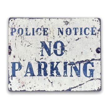 Panneau en métal vintage - Avis de police interdit de stationnement 1