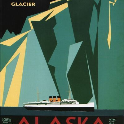 Letrero de metal antiguo - Publicidad retro - Alaska Via Canadian Pacific Travel