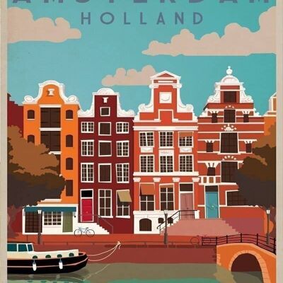 Vintage Metallschild - Retro-Werbung - Amsterdam Travel