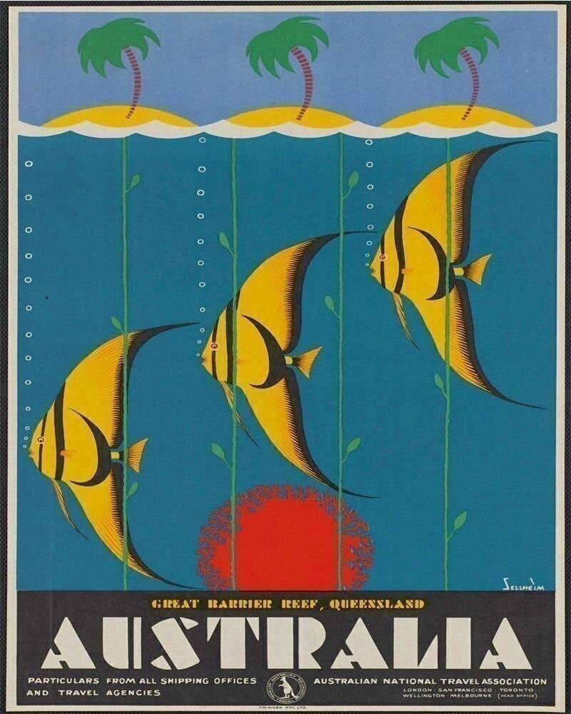 Cartello in metallo vintage - Pubblicità retrò - Australia Fish