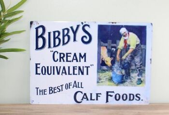 Plaque en métal vintage - Publicité rétro - Bibby's Calf Foods 2