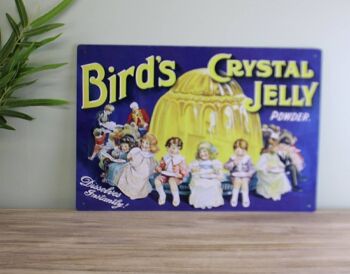 Plaque en métal vintage - Publicité rétro - Oiseaux Crystal Jelly Powder 2