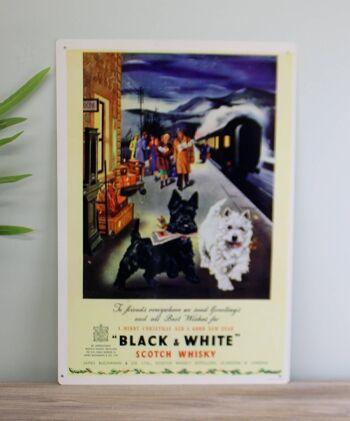 Plaque en métal vintage - Publicité rétro - Whisky écossais noir et blanc 2
