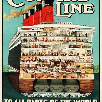 Vintage Metal Sign - Retro Advertising - Cunard Line