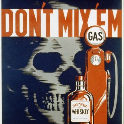 Plaque en métal vintage - Publicité rétro - Skull Gas Whiskey