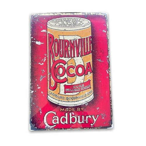 Vintage Metal Sign - Retro Advertising Cadbury Bournville Cocoa