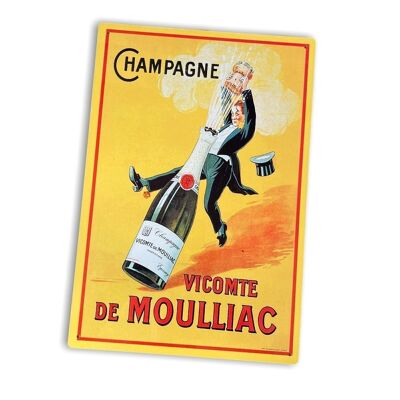 Cartello in metallo vintage - pubblicità retrò Champagne Vicomte De Moulliac segno