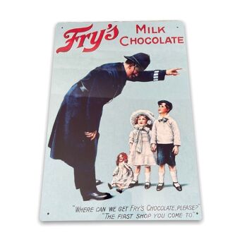 Plaque en métal vintage - Chocolats au lait de publicité rétro Fry's 1