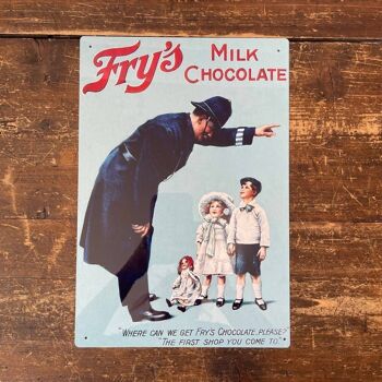 Plaque en métal vintage - Chocolats au lait de publicité rétro Fry's 2