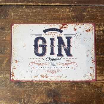 Plaque en Métal Vintage - Publicité Rétro London Dry Gin 2