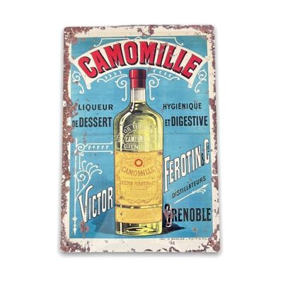 Cartello in metallo vintage - Pubblicità retrò, liquore alla camomilla