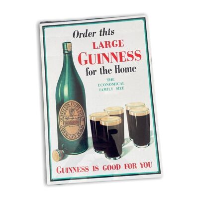 Plaque en métal vintage - Publicité rétro, grande Guinness pour la maison