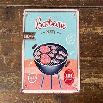 Enseigne en Métal Vintage - Enseigne Retro Barbecue Party 2