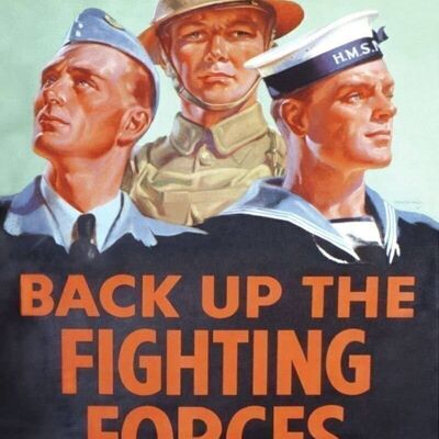 Vintage Blechschild - Retro Propaganda - Back Up The Fighting Forces