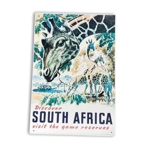 Vintage Metal Sign - Retro Travel Advertising, Visit South Africa