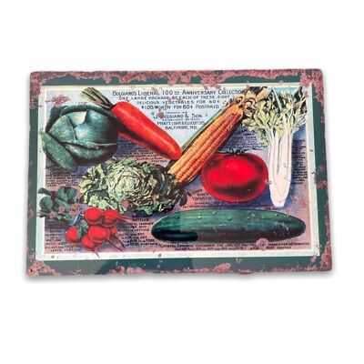 Vintage Blechschild - Retro Gemüsesorten Schild