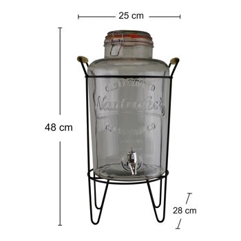 Distributeur de jus en verre de style vintage sur support en métal 2