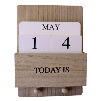 Wall Hanging Perpetual Calendar With Key Hooks