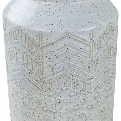 Vase aus weißem Steingut mit Fischgrätmuster, 30 cm