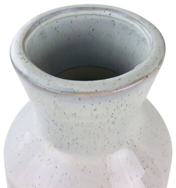 Vase en grès texturé à chevrons blanc 44 cm