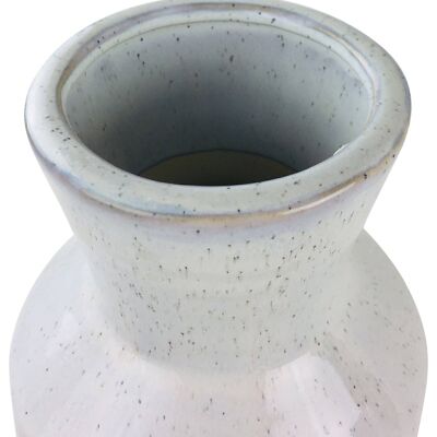 Vase en grès texturé à chevrons blanc 44 cm