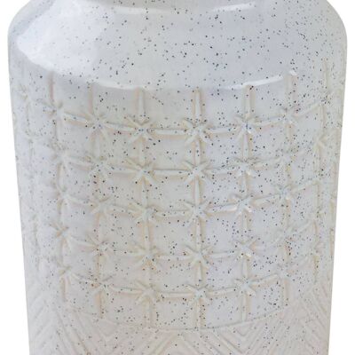 Vase aus weißem Steinzeug mit Sternstruktur, 30 cm